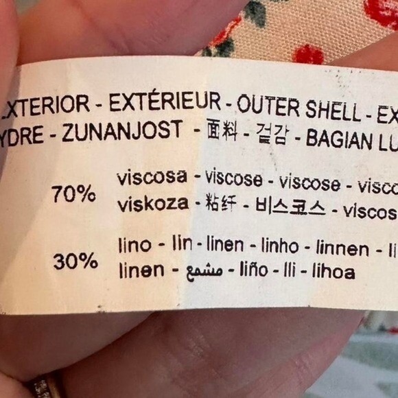 Zara Red & White Floral Corset Linen Blend Top Size XS - Picture 7 of 8